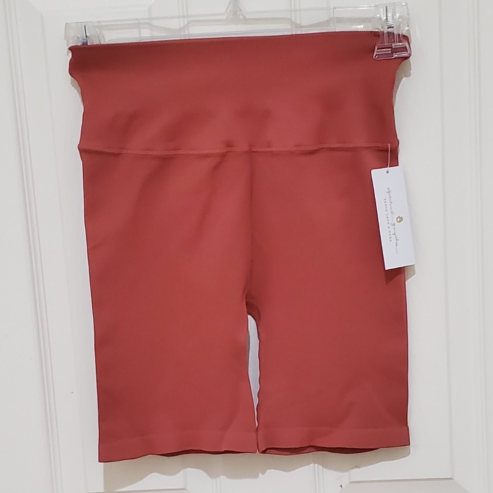 NWT Spiritual Ganster Burnt Orange Ribbed Biker Shorts Sz M/L - Picture 4 of 12